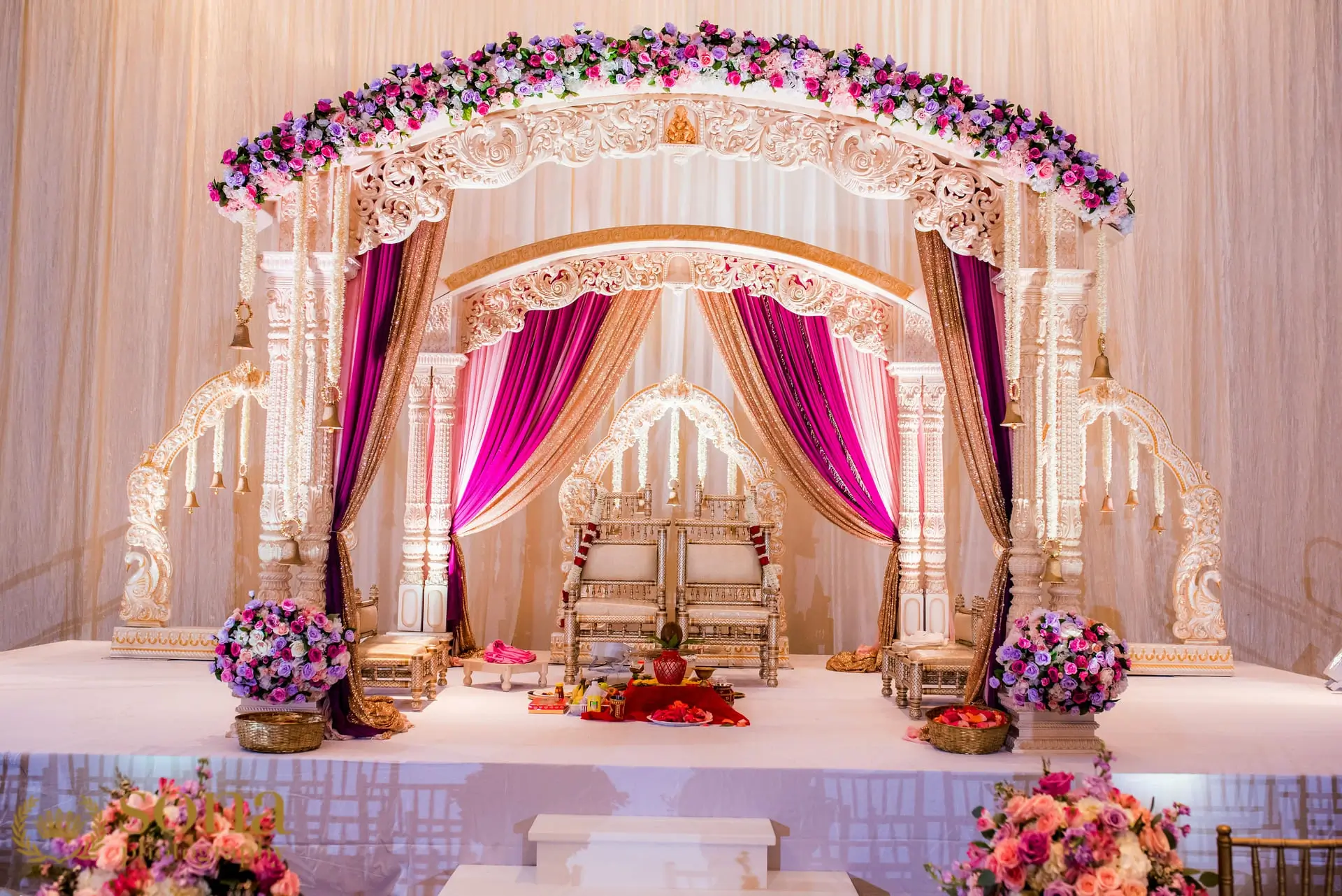 Wide architectural shot of the ceremony stage